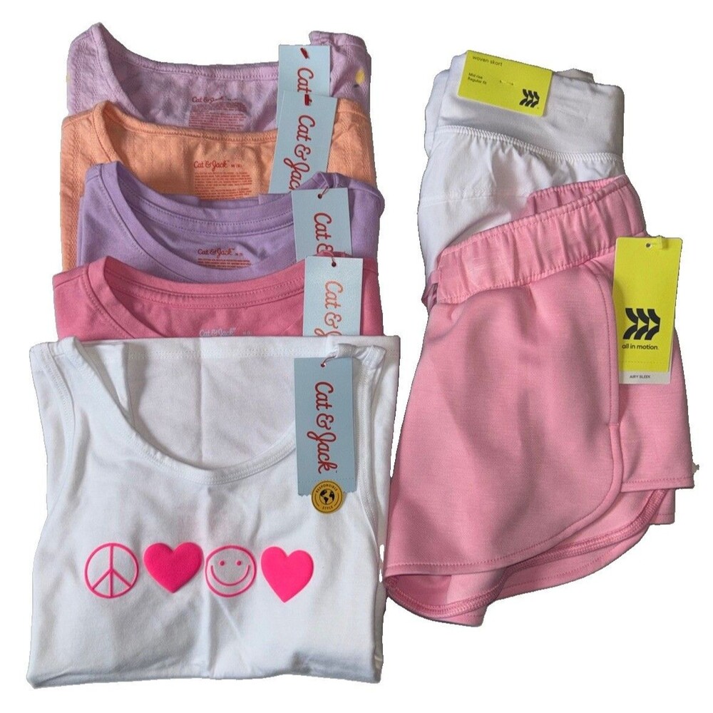 Cat & Jack All In Motion Girl’s Size 8 Summer Clothing Lot 7pcs NWT